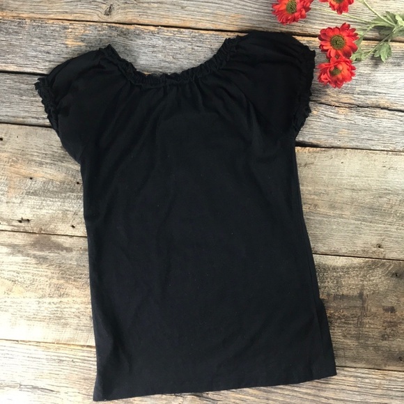 Grace Black Ruffled Neckline Tee - Picture 6 of 10
